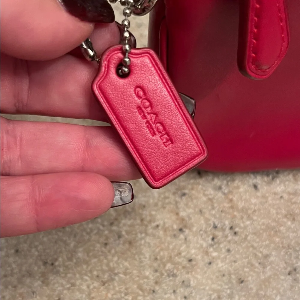 Coach Red Leather Wristlet with Chain Strap